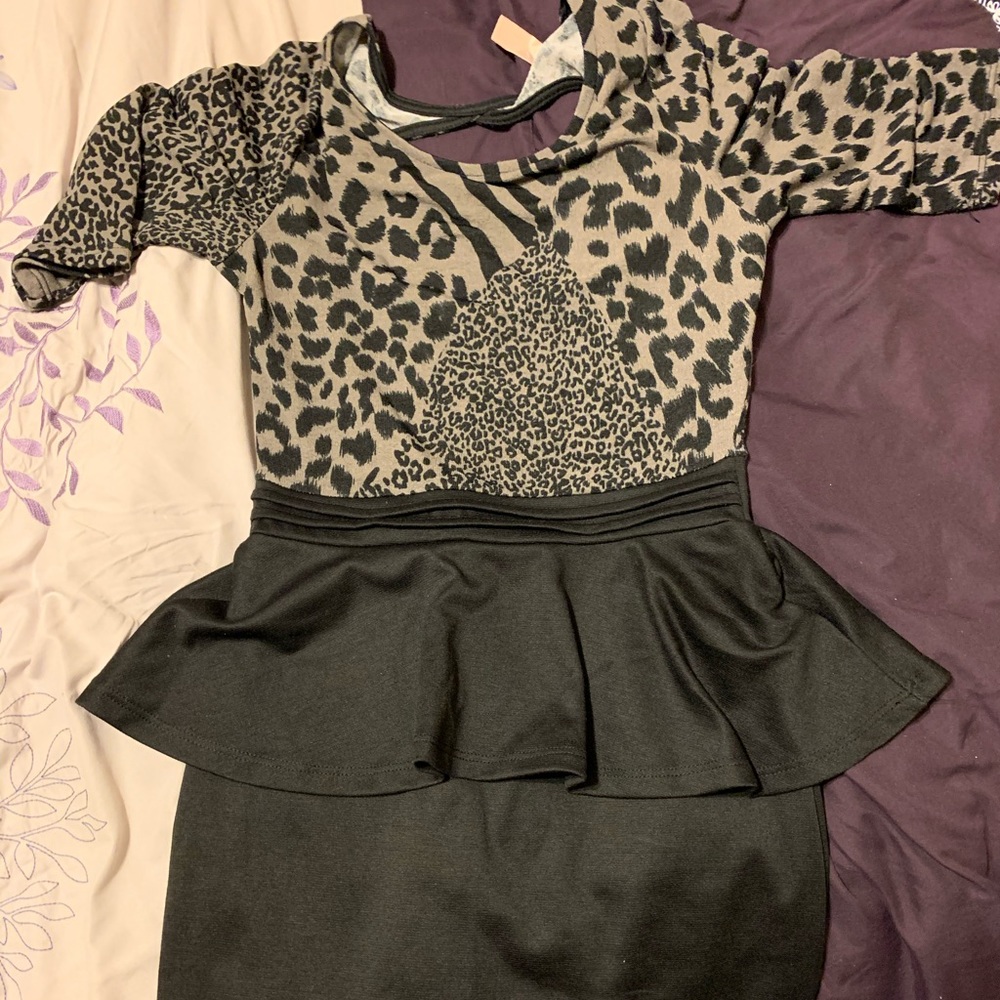 Animal Print Peplum Dress- Size Medium